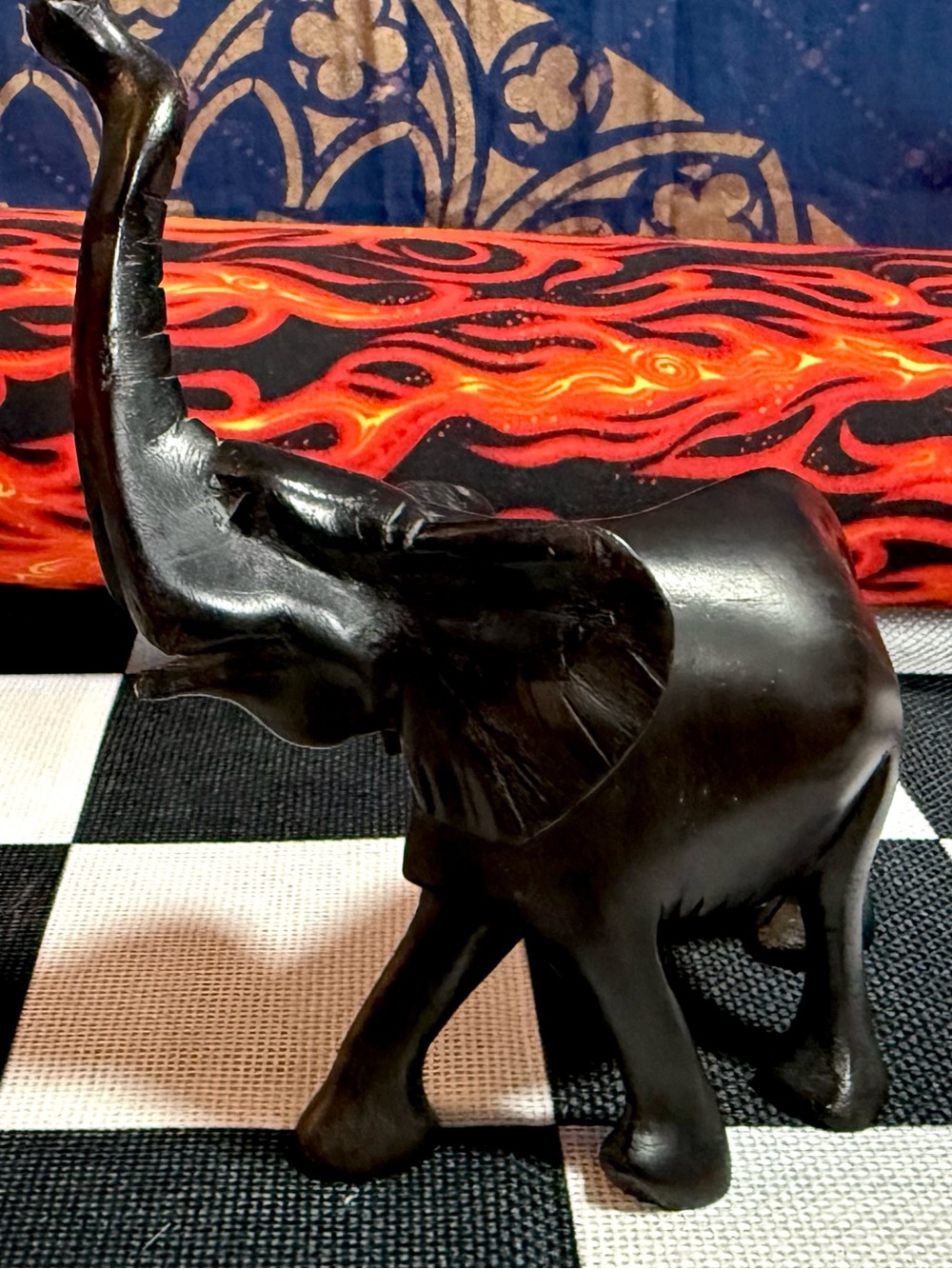 Hand Carved Wooden MCM Elephant Figurine